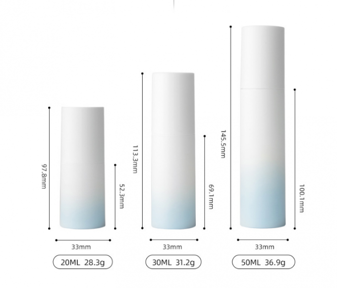 얼어붙은 공기 없는 로션 스프레이 플라스틱 화장품 용기체 경사진 50g 3.3*14.5cm 4